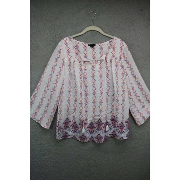 New Directions Long Belled Sleeves Top-Small-Tassels-Boho - Picture 1 of 10